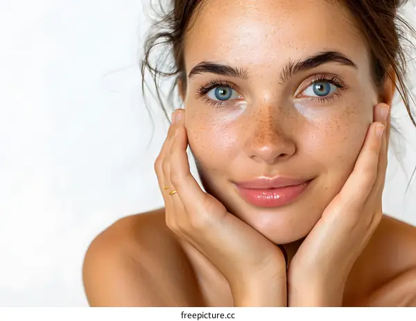 portrait of a young woman with freckles
