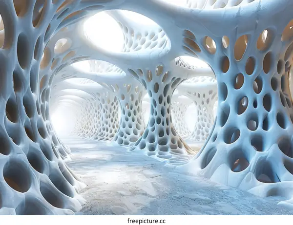 Futuristic ribbed organic architecture