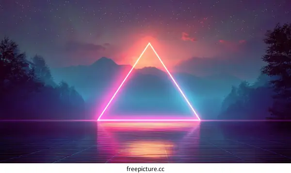 Neon Triangle Landscape Illustration