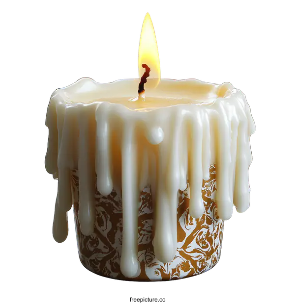 [Transparent Background PNG]Melting Candle in Decorative Pot
