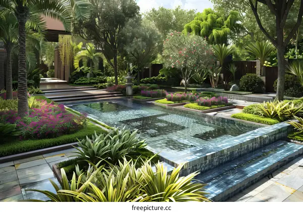 A lush garden landscape design