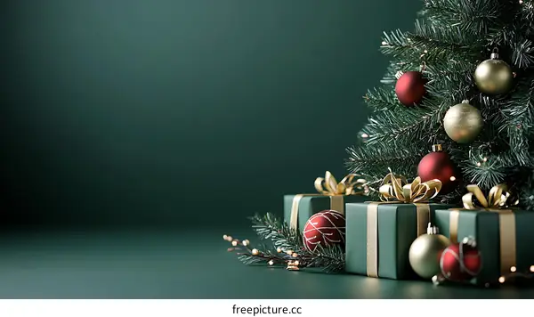 Elegant Christmas Scene with Gifts and Tree