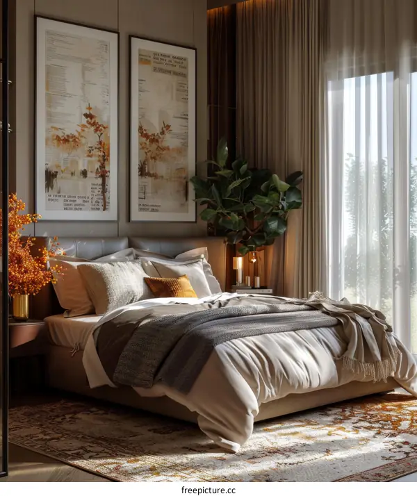Modern Bedroom Interior Design with Warm Colors