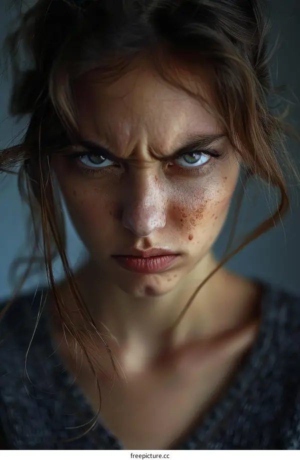 Close Up Portrait of an Angry Woman