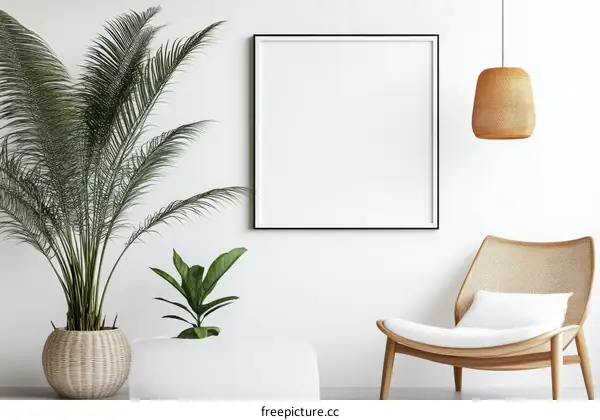 Modern Minimalist Living Room Mockup with Empty Frame