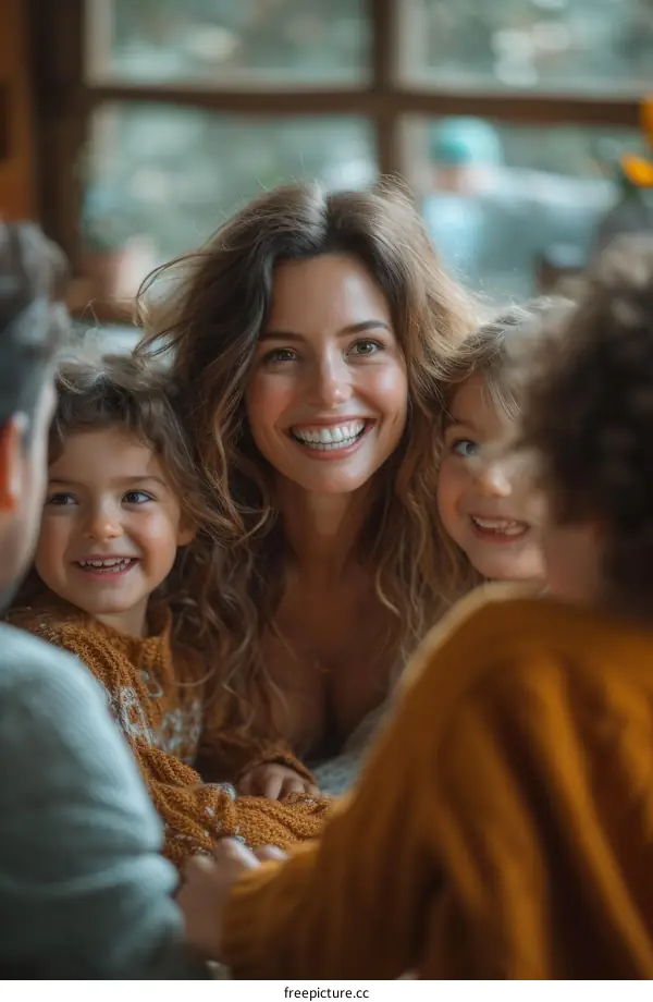 Family portrait of a mother and her three children