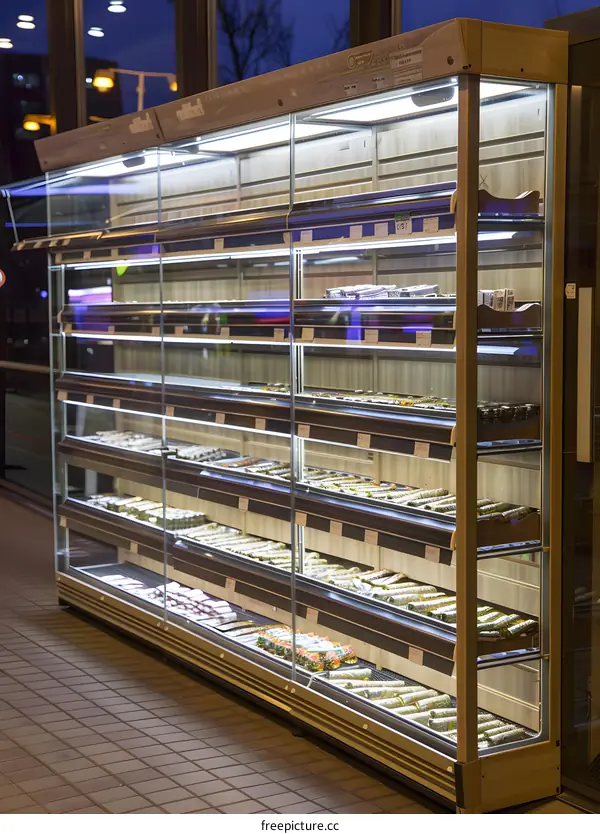Refrigerated Display Case with Food Products
