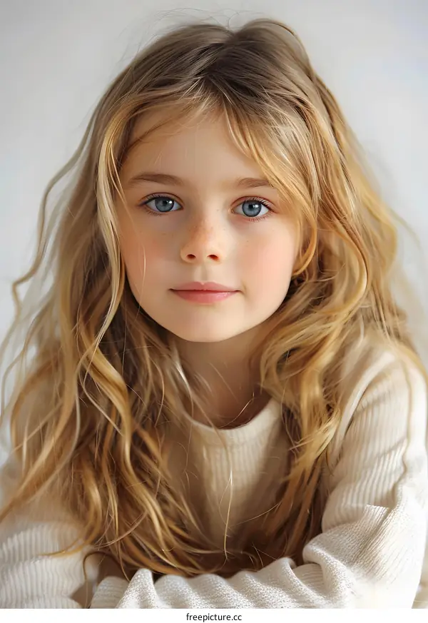 Portrait of a Young Girl with Blonde Hair