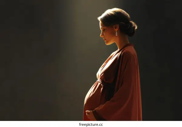 Pregnant Woman in Profile Portrait