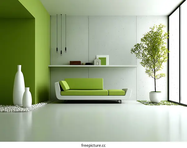 Modern Green Living Room Interior Design