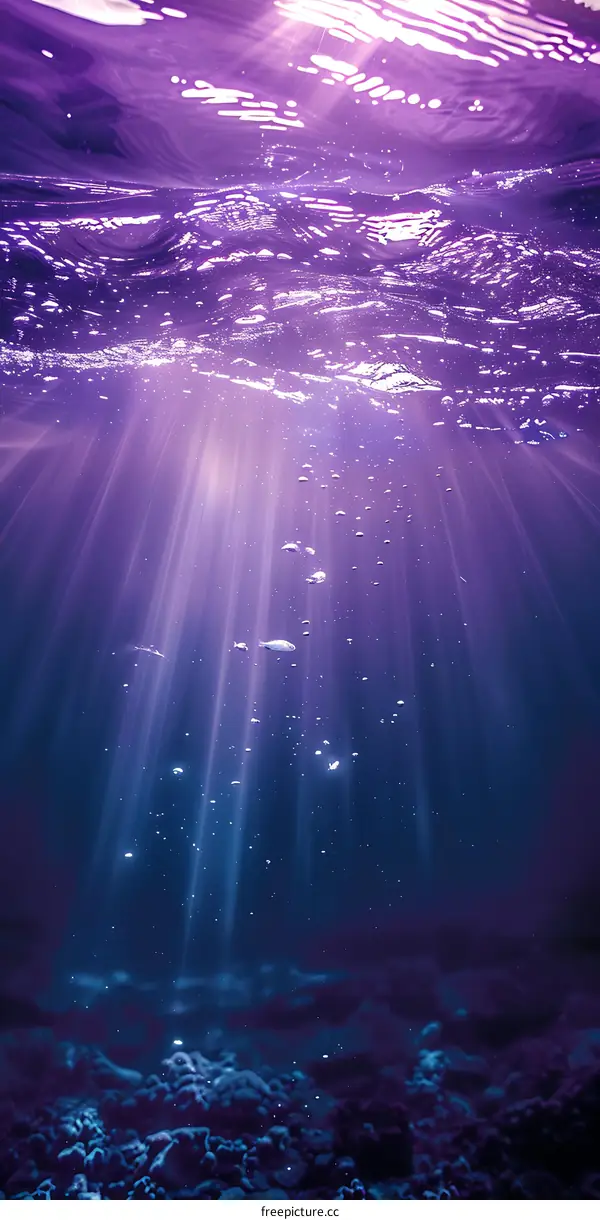 Purple Water Underwater Background with Light Rays