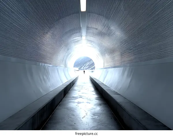 Tunnel Path Perspective with a Single Person