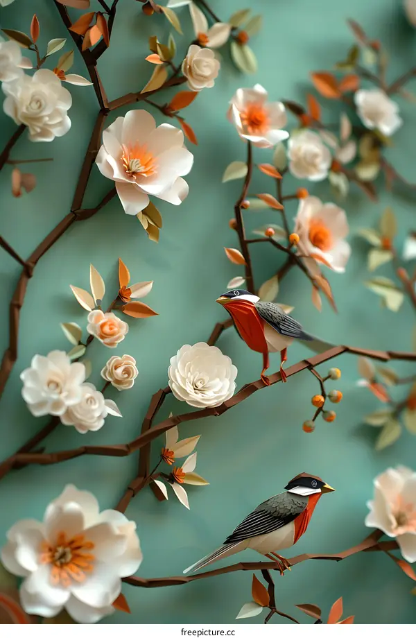Paper Art of Birds and Flowers