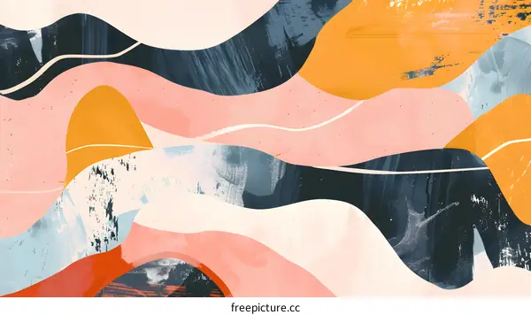 Abstract Art Wallpaper with Wavy Lines