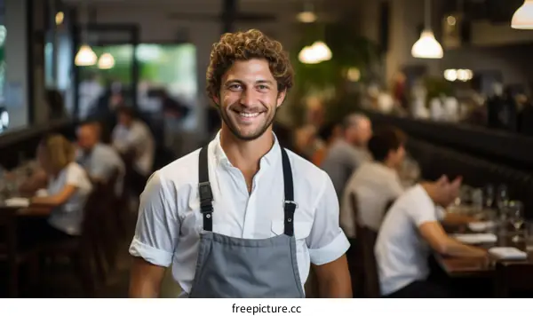 Portrait of a male chef smiling in a restaurant
