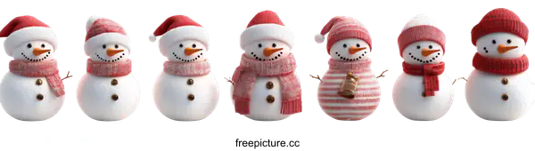 [Transparent Background PNG]Collection of Cute Christmas Snowmen