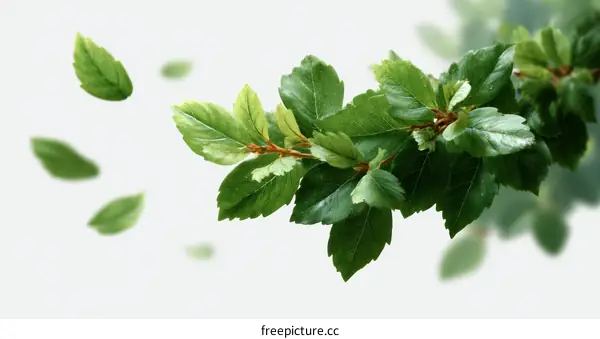 Beautiful Green Leaves Floating in the Air