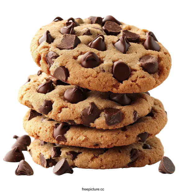 [Transparent Background PNG]Delicious Stack of Chocolate Chip Cookies