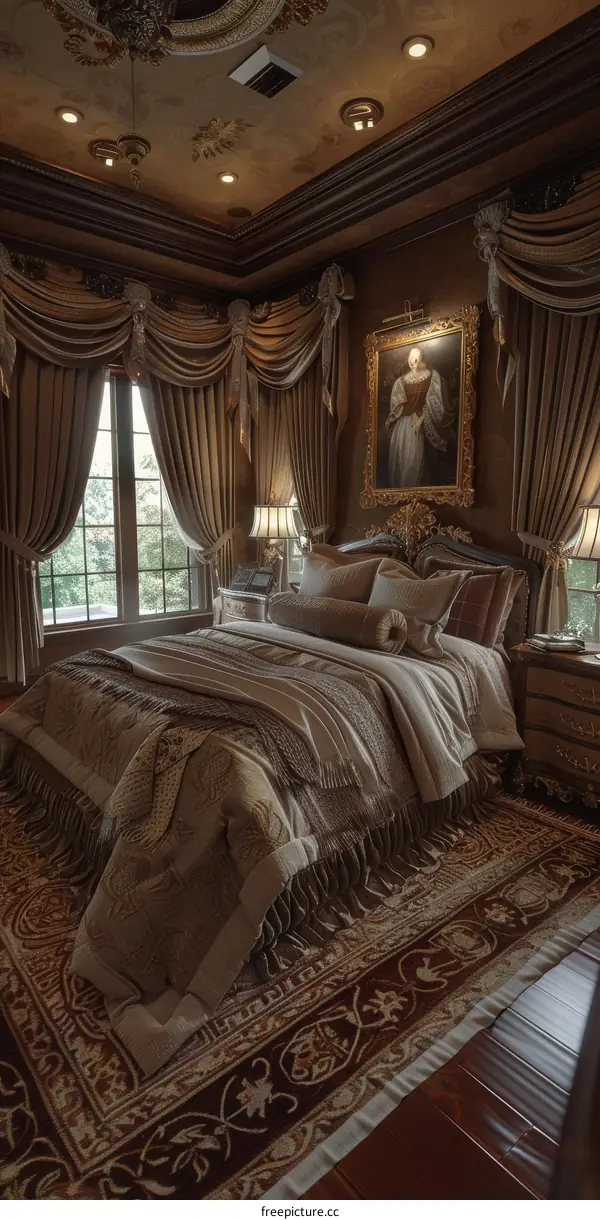 Ornate Bedroom Interior Design in a Luxurious Mansion