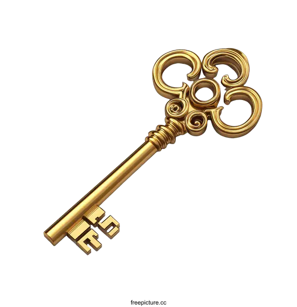 [Transparent Background PNG]Antique Gold Key Representing Access and Opportunity