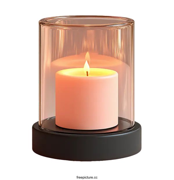 [Transparent Background PNG]Modern Glass Candle Holder with Wooden Base