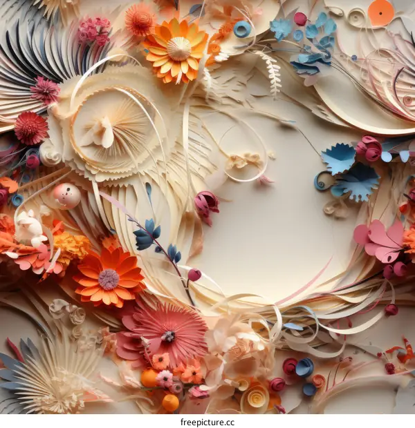 Exquisite and colorful paper flower background