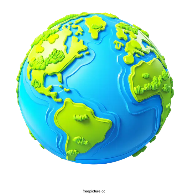 [Transparent Background PNG]Cartoonish 3D Earth Illustration