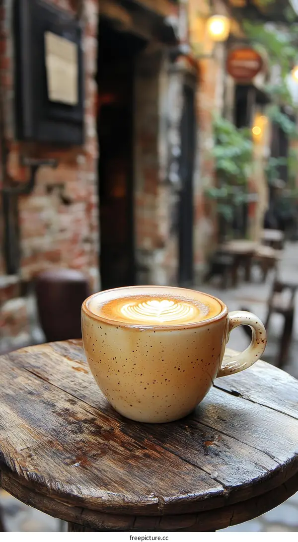 Warm Latte Art in a Cozy European Cafe