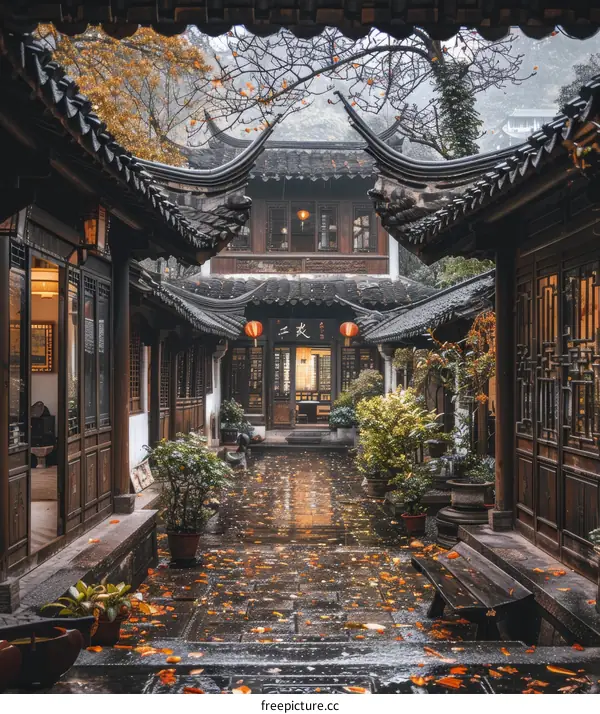 Courtyard of a traditional chinese courtyard house