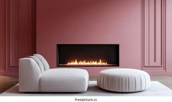 Elegant Modern Living Room with Pink Walls