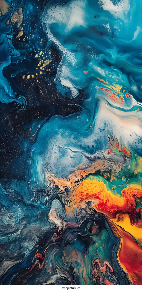 Abstract Acrylic Painting with Swirling Colors