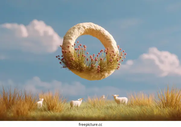 Floating Floral Ring in a Sunny Meadow