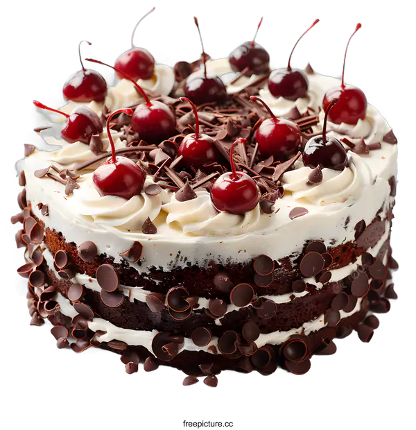[Transparent Background PNG]A delicious chocolate cake with cherries on top