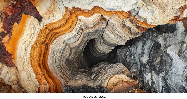 Layered Rock Formation with Hole in Center
