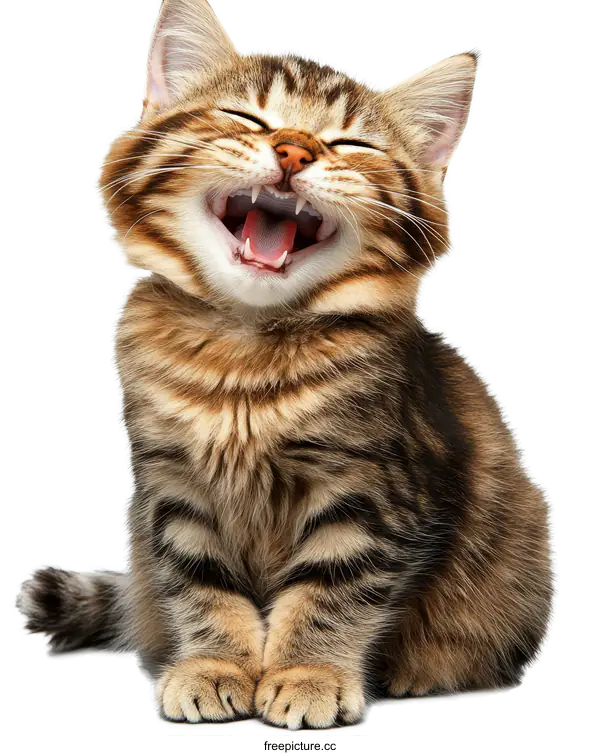 [Transparent Background PNG]Adorable Kitten Laughing Against White Background