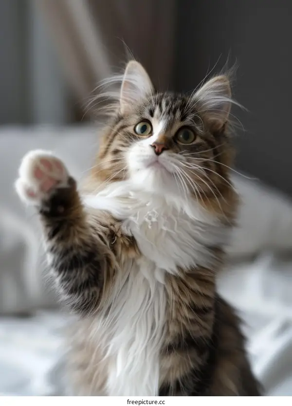 A Cute Cat Reaching Out With Its Paw