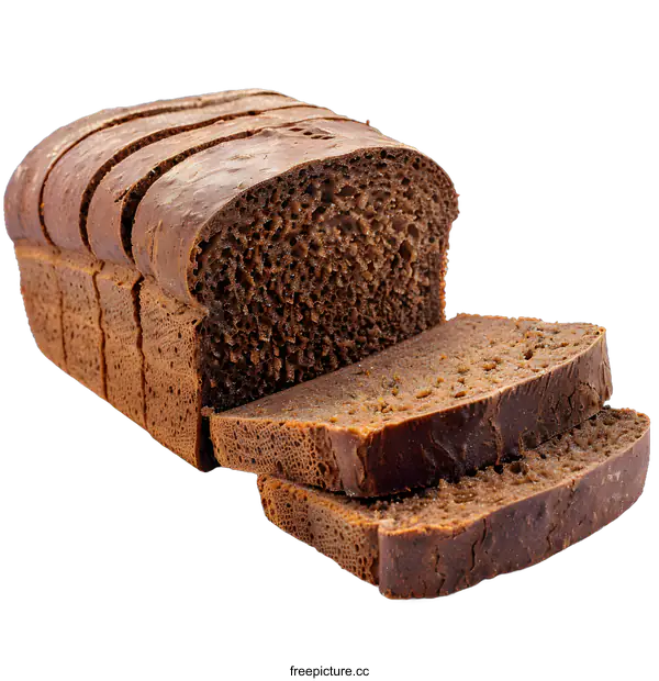 [Transparent Background PNG]Freshly Baked Sliced Rye Bread Loaf Isolated On White Background
