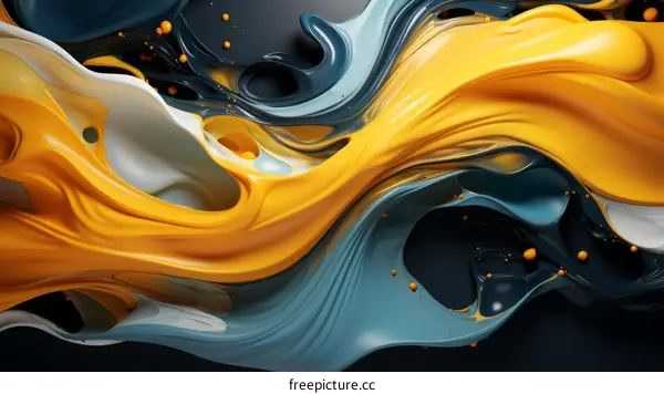 Abstract Painting with Blue, Yellow, and White