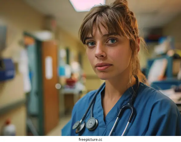 Portrait of a confident female doctor or nurse in a hospital setting