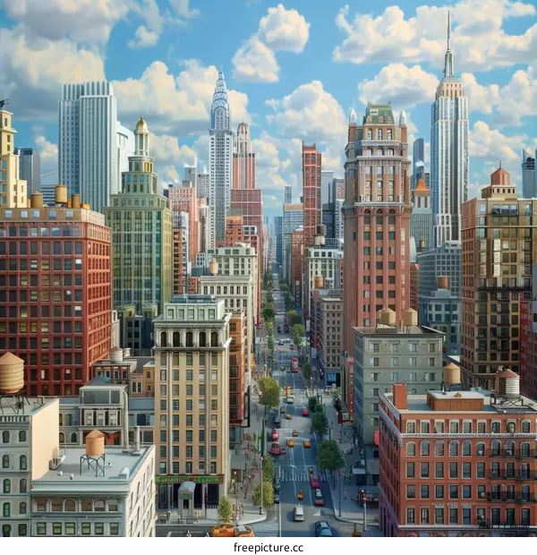 Cityscape View of New York City Buildings