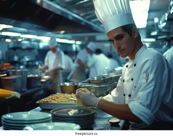 Young male chef in a professional kitchen
