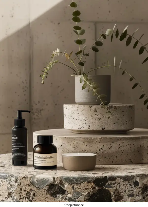 Natural Home Fragrance Products with Concrete and Eucalyptus
