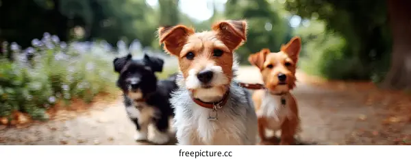 Three Dogs in a Park