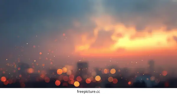 Sunset City Lights Blurred Background