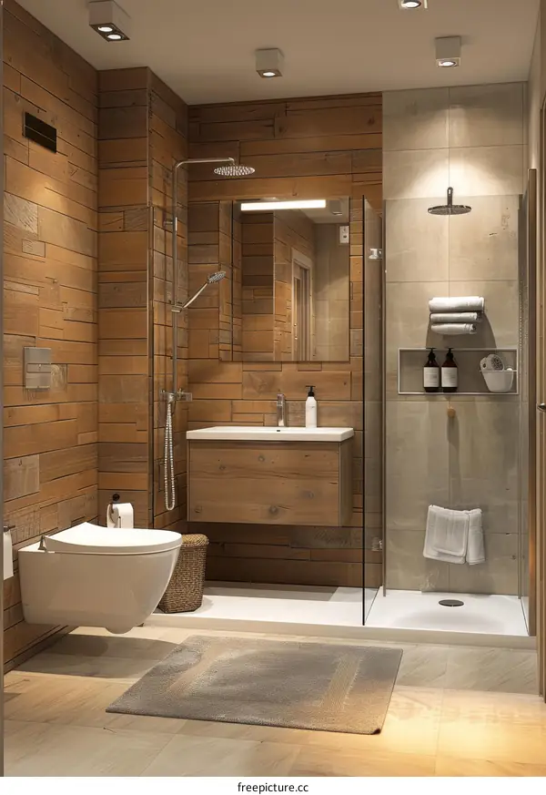 Modern Wooden Bathroom Interior Design