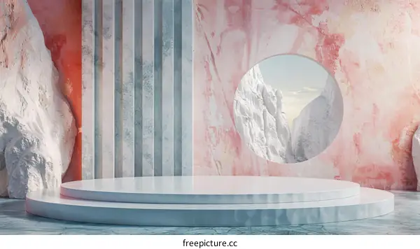 Abstract Minimalist Scene with Marble Podium