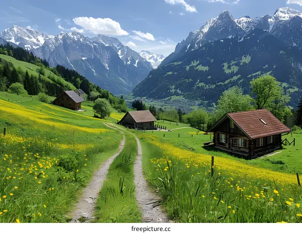 Rural houses in the Swiss Alps