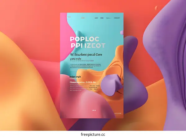 Abstract Colorful Poster Design with Fluid Shapes