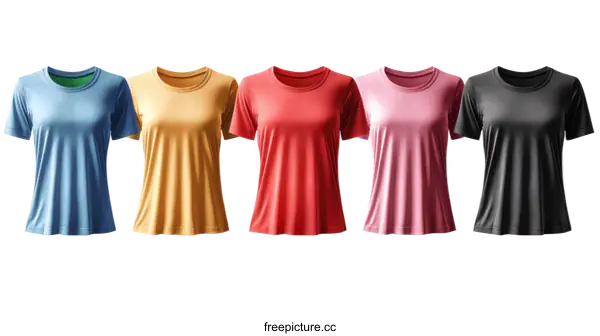 [Transparent Background PNG]Blank Short Sleeve T-shirts Mockup in Various Colors