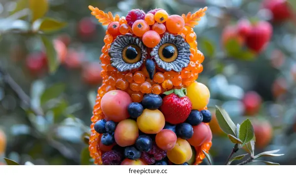 Owl Made of Fruits and Vegetables